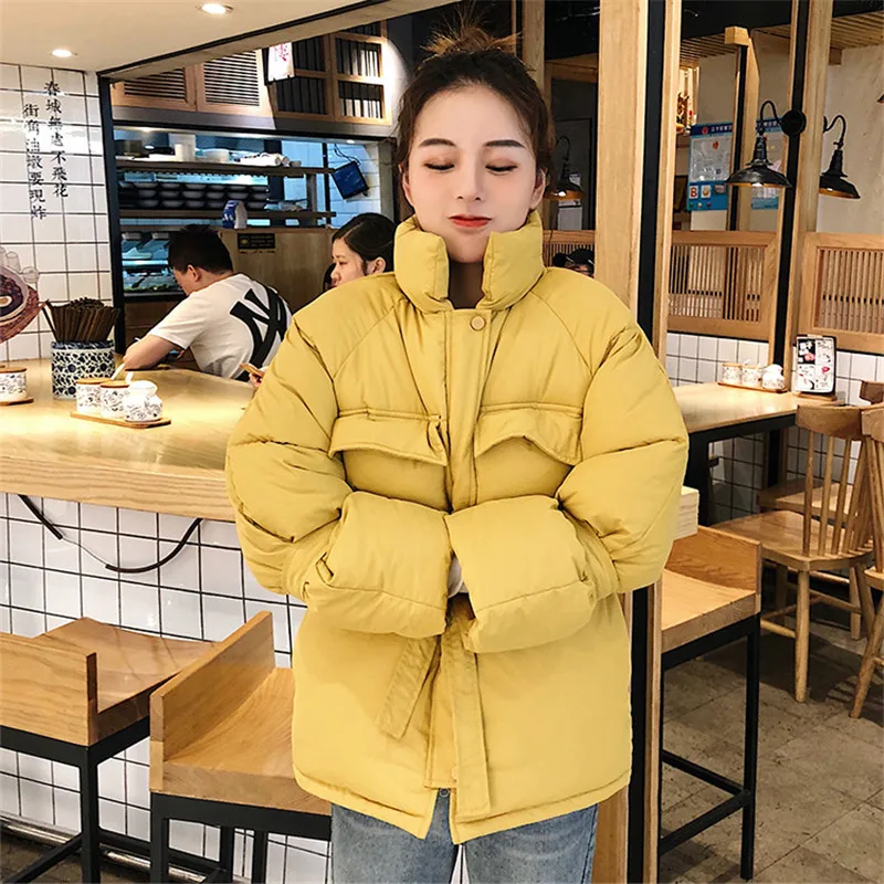 yellow Регулируемая посадка на талии; зимняя куртка Для женщин Короткие хлопковые комнатные тапочки с женская куртка Chaqueta Mujer; теплые парки с воротником-стойкой, Женская куртка, пальто C5847 - Цвет: yellow