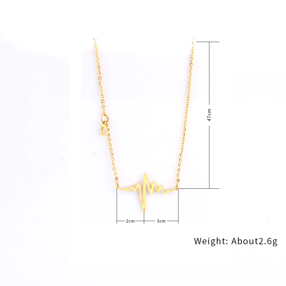 Ожерелье с подвеской в виде ЭКГ Женское Из Сплава розового золота Ювелирное