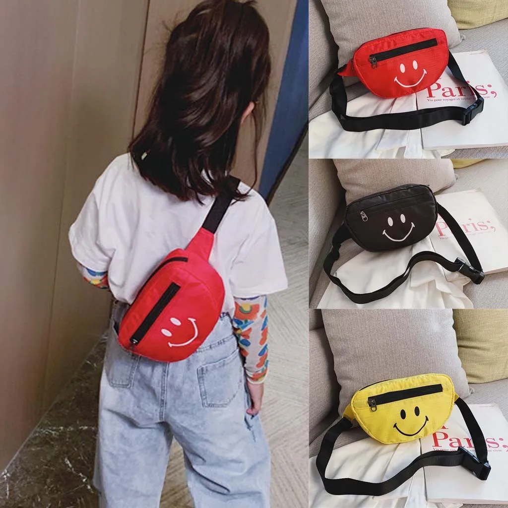 Детская нагрудная сумка-мессенджер с принтом смайлика для девочек | Багаж и сумки