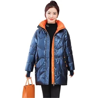 wome winter jacket 2021 new elegant slim lady coat thickened warm down cotton clothing female fashion dazzling bread jacket g304