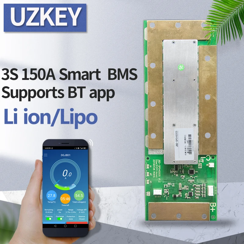 

BMS 3s 12v 150A Smart Support Bluetooth LiPo Balance Board App Storage Battery Temperature Protection Battery Energy PCM