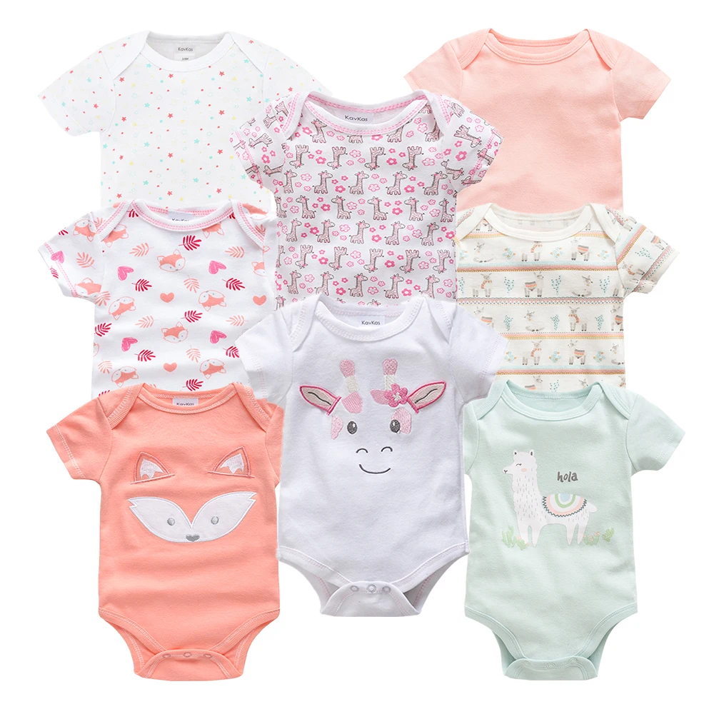 8pcs newborn baby bodysuit cute cotton girl clothes twins onesie body infantil ropa bebe cartoon toddler jumpsuit | Детская одежда и