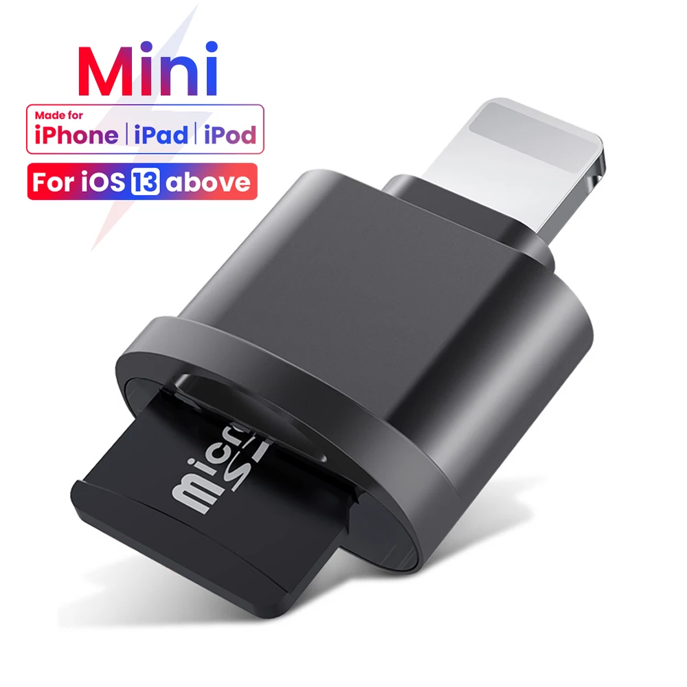 Pour iPhone lecteur de carte Micro SD TF adaptateur de lecteur de carte pour iOS 13 ci-dessus