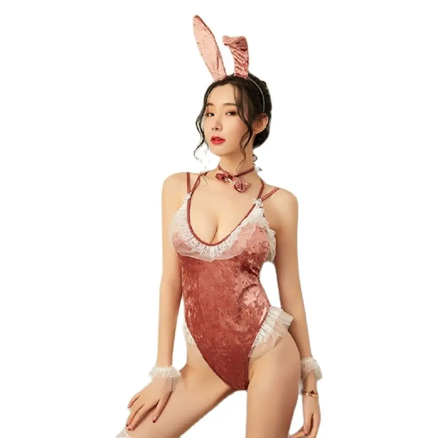 

Zoete Roze Meisjeuitrusting Leuke Cos Bunny Girl Uniform Nachtclub Cosplay Japanse Kostuums Sexy Lingerie School Girl Kawaii Set