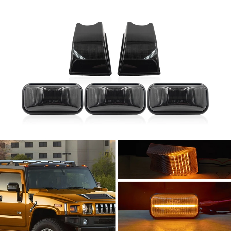 5 шт. дымчатые передние светодиодные янтарные огни для крыши кабины центральные