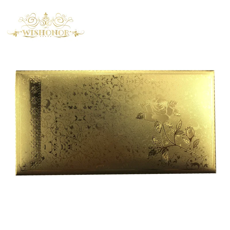 Gold flower 10 шт/партия золото 999 Япония конверт 10000 иен конверт в 24k позолоченные реплики для красивых подарков - Цвет: Gold flower