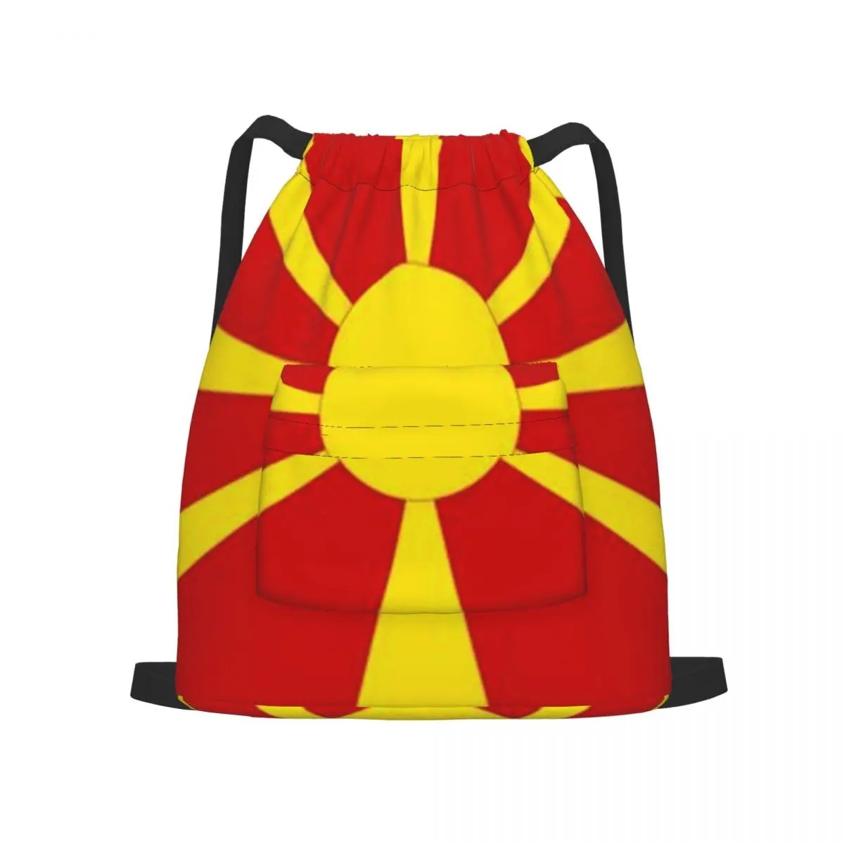 

North Macedonia flag drawstring sports backpack fancy school bag hiking camping vacation yoga running travel backpack