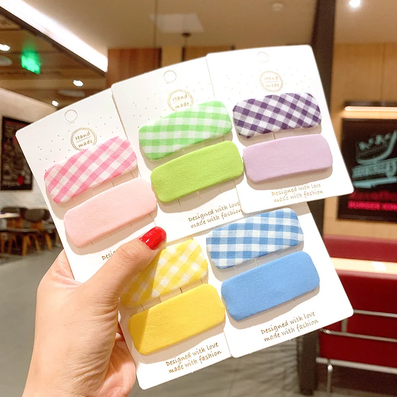 

1 Set Kids Girl Candy Color Hairpin Square Lattice Hair Clips Sweet Solid Color BB Clip Hairstyle Accessories