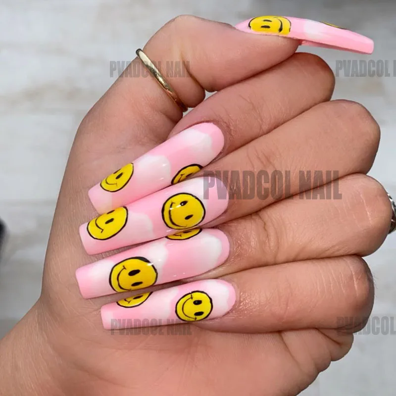 Наклейки для ногтей летние улыбающееся лицо стикеры 3D на ногти Nail Art клейкие