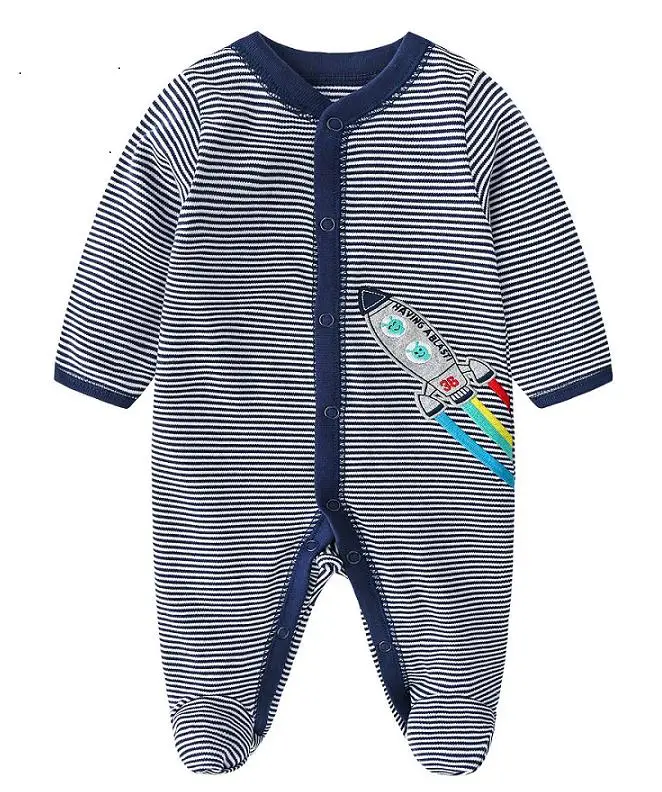 Rocket stripe Весенний Детский комбинезон с длинными рукавами; комбинезоны для мальчиков и девочек; хлопковый комбинезон для детей; Одежда для маленьких мальчиков и девочек - Цвет: Rocket stripe