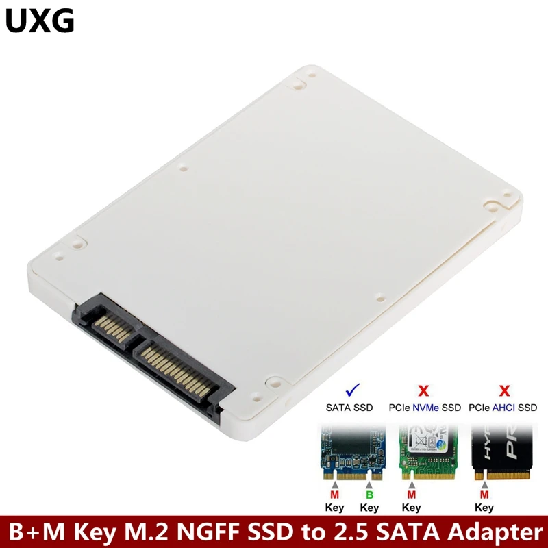 Адаптер для карты B + M Key M.2 NGFF SSD на 2 5 SATA с белым чехлом|Компьютерные кабели и