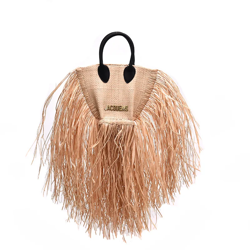 

Fashion Tassel Straw Bags Designer Letters Rattan Women Handbags Wicker Woven Shoulder Crossbody Bag Summber Beach Bali Purse