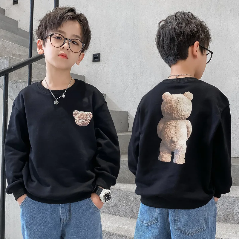 

With Bear Spring Autumn Boys Sweatshirts Jacket Coat Kids Outwear Children Clothes Tops Teenager Gift High Quality