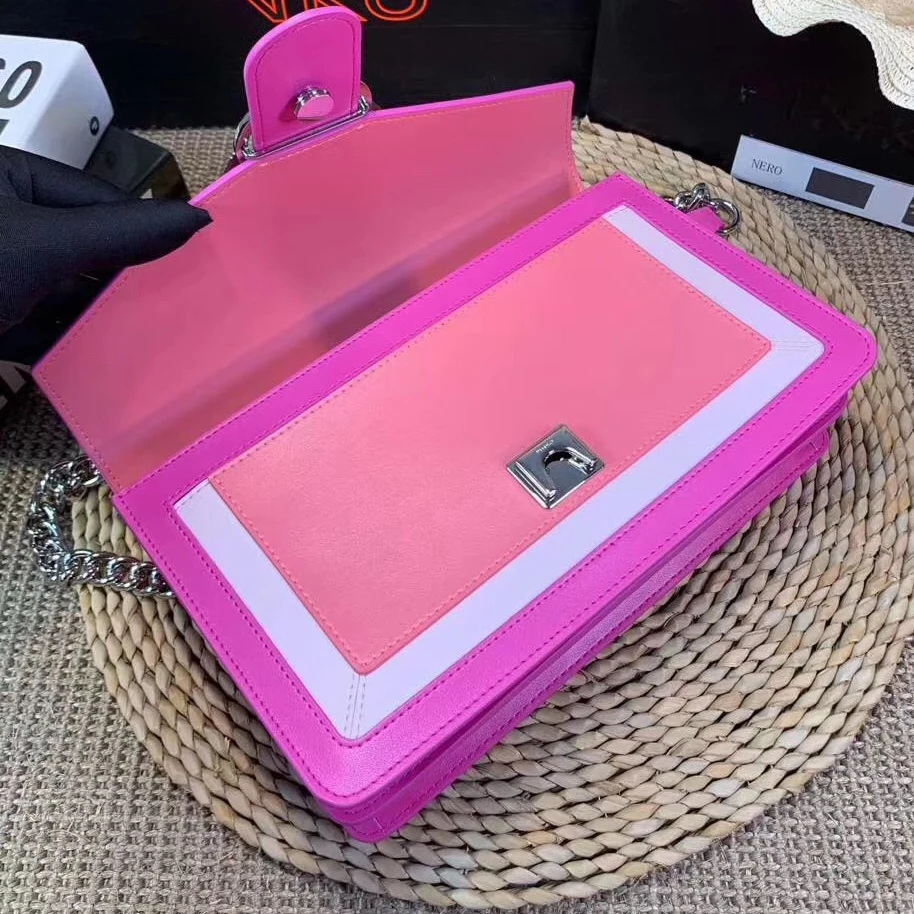 pink Классическая сумка известного роскошного бренда, одноцветная сумка с заклепками, женские сумки-мессенджеры, Оригинальные качественные дизайнерские сумки из натуральной кожи - Цвет: pink