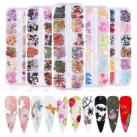 nail art sequins foils 12 colors nail accessories laser holographic flakes glitter 3d butterfly