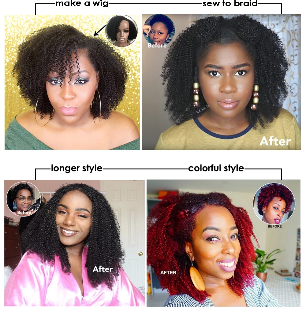 Монгольские афро кудрявые вьющиеся волосы пряди с закрытием 100% человеческие 4B 4C