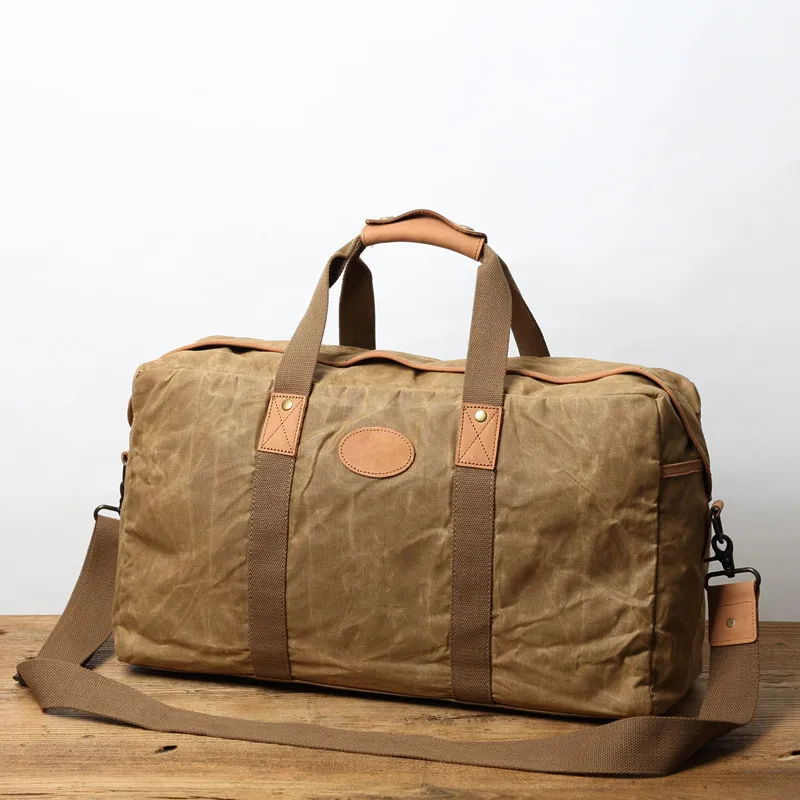 

Waterproof Large Capacity Men Travel Bag Big Vintage Waxed Canvas Weekend Duffle Bags Male Fitness Outdoor Sports Crossbody Bag