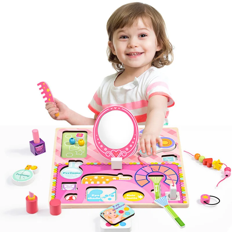 Набор для макияжа девочек деревянный косметики детский набор имитация красоты