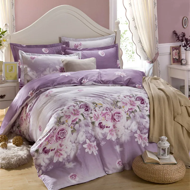 

Home Textile Bedding Set 4pcs Luxury Queen King Size Duvet Cover Cute Single Double Satin Quilt Cover Bed Covers And Pillowcases