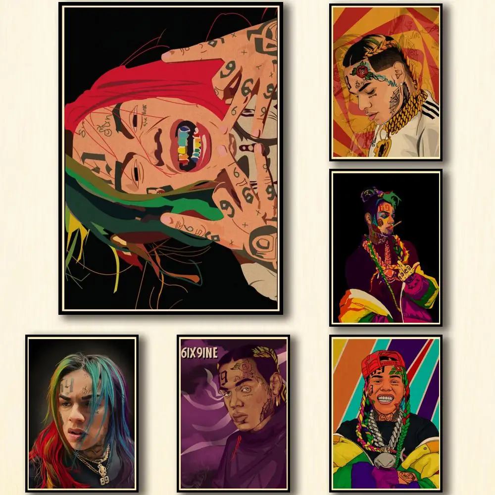 

29 дизайнов 6ix 9ine плакат из крафт-бумаги Альтернативная абстрактная картина забавная Наклейка на стену для кофейни