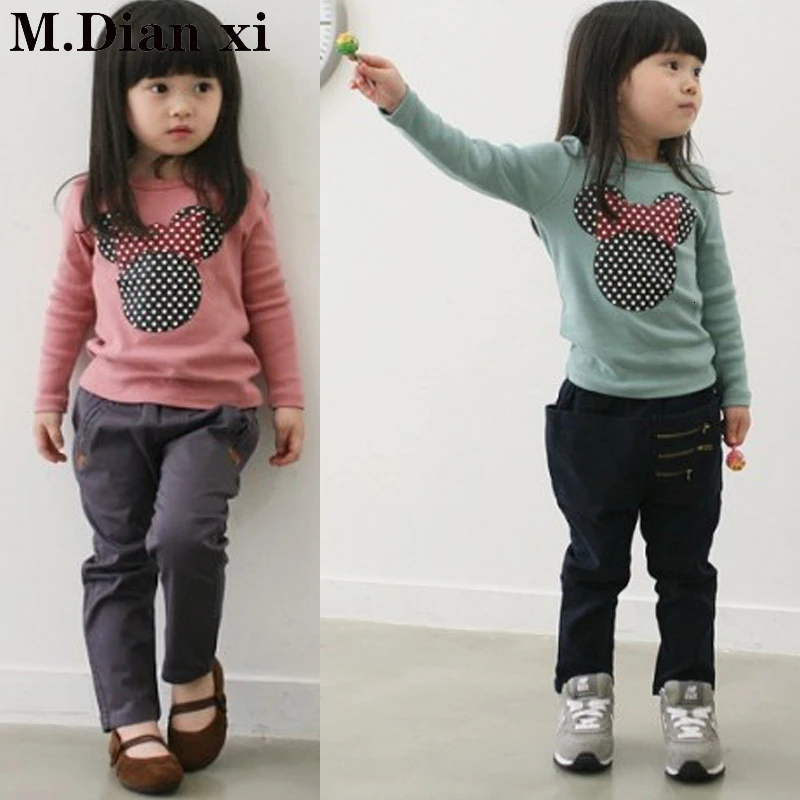 Футболка для девочек с принтом Минни Весенняя повседневная одежда маленьких