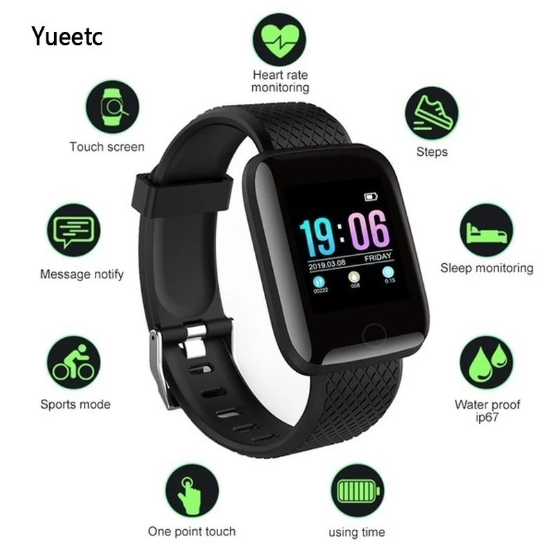 Спортивные Смарт часы 116 PLUS умный браслет сердечный ритм кровяное давление срок