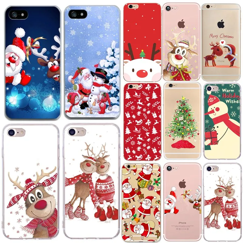 Чехол для телефона Funda iphone 8 7 Plus xs max se 5s 5 Рождественский Мультфильм Олень Подарки