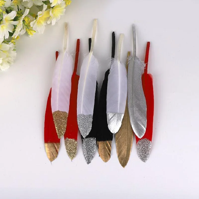 Перья 10 15 см натуральные чистые гусиные перья золото/серебро в подарок сделай сам