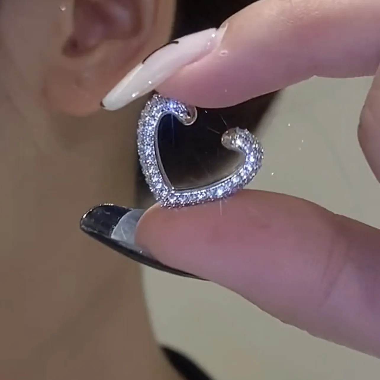 

Micro Pave Love Heart Clip On Earrings For Women Korean Style 2022 New Earings Jewelry bijoux