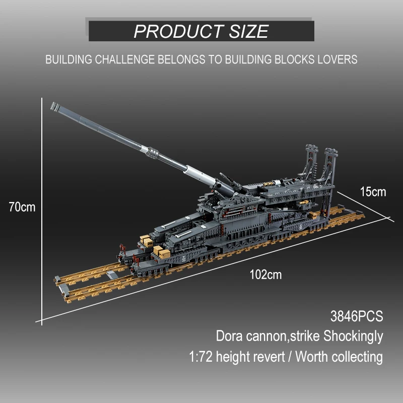 3846pcs WW2 Militray Tank Bricks Germany Gustav Gun Building Blocks Creative Weapon Dora Cannon Model Set Toys For Boys Gifts | Игрушки и