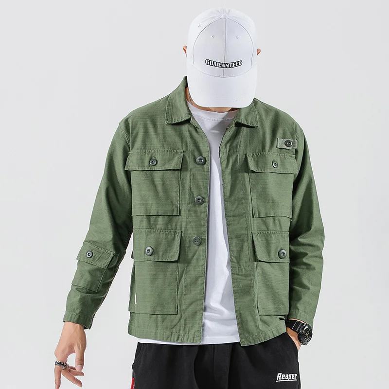 Мужская уличная одежда с несколькими карманами однотонные свободные