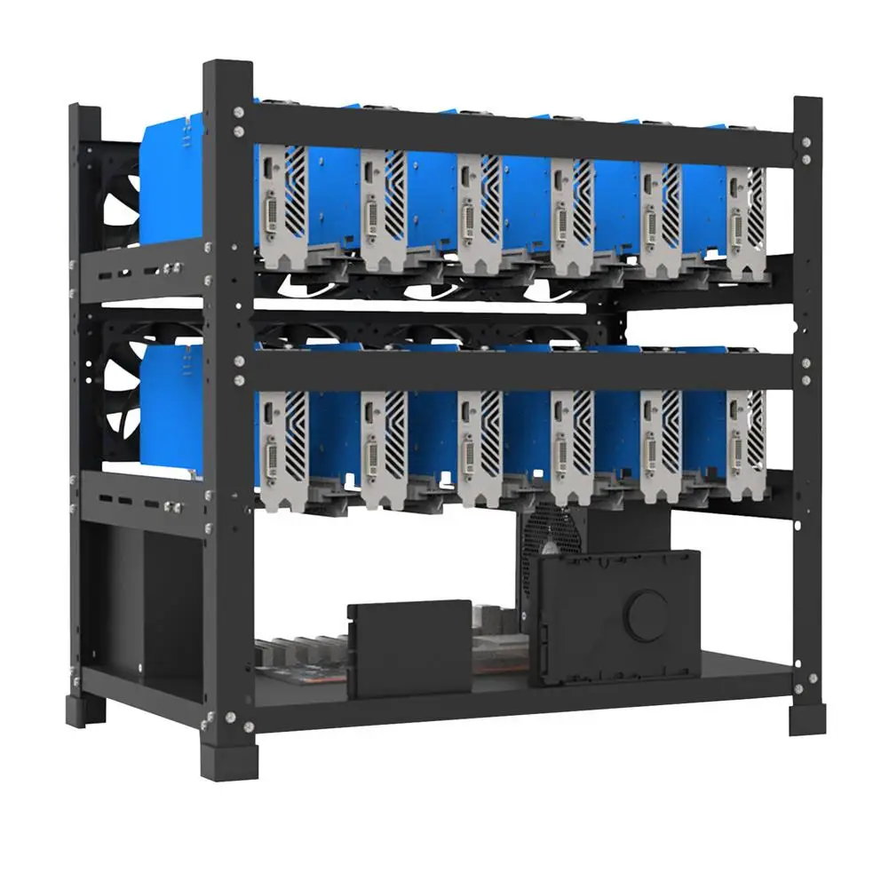 Открытая рамка для картриджа майнинга 12 GPU полка фото карта биткоина набор ETH/ETC/ZEC