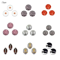 mix10pcs metal football basketball baseball volleyball rhinestone snap button fit 18mm20mm diy bracelet