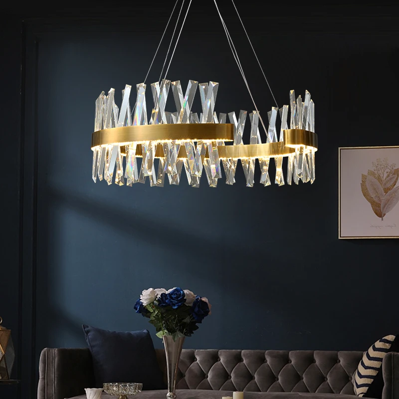 Современная хрустальная подвесная люстра металлический светодиодный
