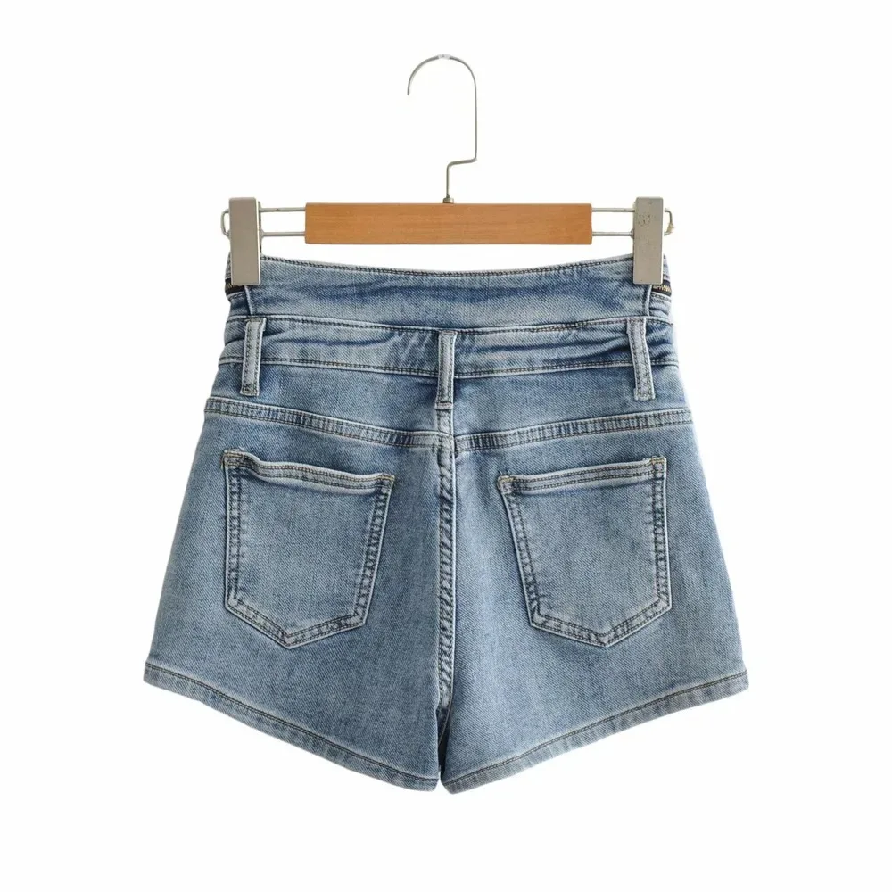 

Women's Denim Shorts, 2021 New Summer Women's High Waist Three-button Decorative Sheath Fashion Denim Shorts