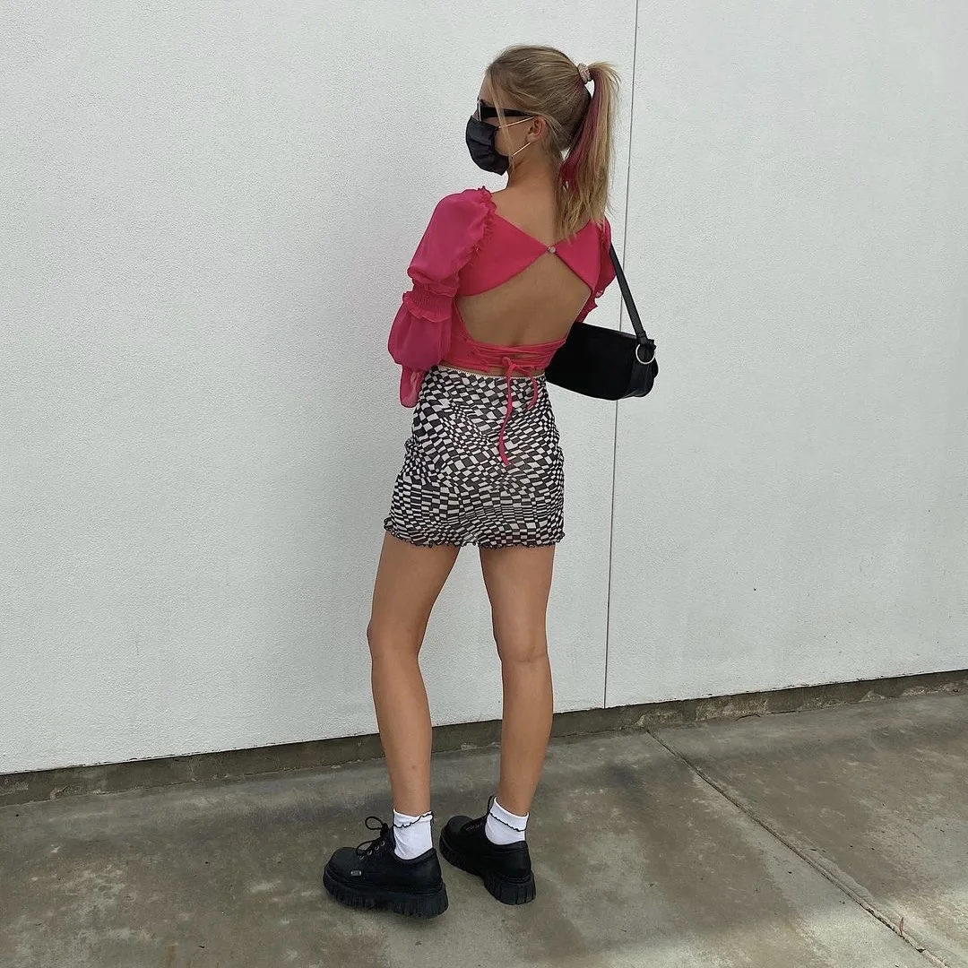 

Plaid Print Y2K Mesh Mini Skirts Women Vintage Two-layers Aesthetic 90s Skirts Sexy Korean High Waist Cute Outfits Cuteandpscho