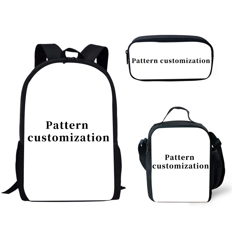 Student Bag Color Pet Pattern Custom Zipper Backpack Diagonal Bag Pen Bag Three-piece Set Pet Lovers Large-capacity Daily