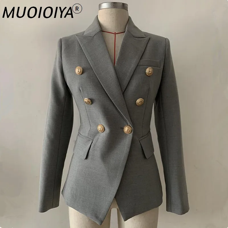 

Классический серый двубортный женский пиджак, пиджак с английским воротником, женские костюмы, куртка, пальто, модная твидовая ткань, новин...