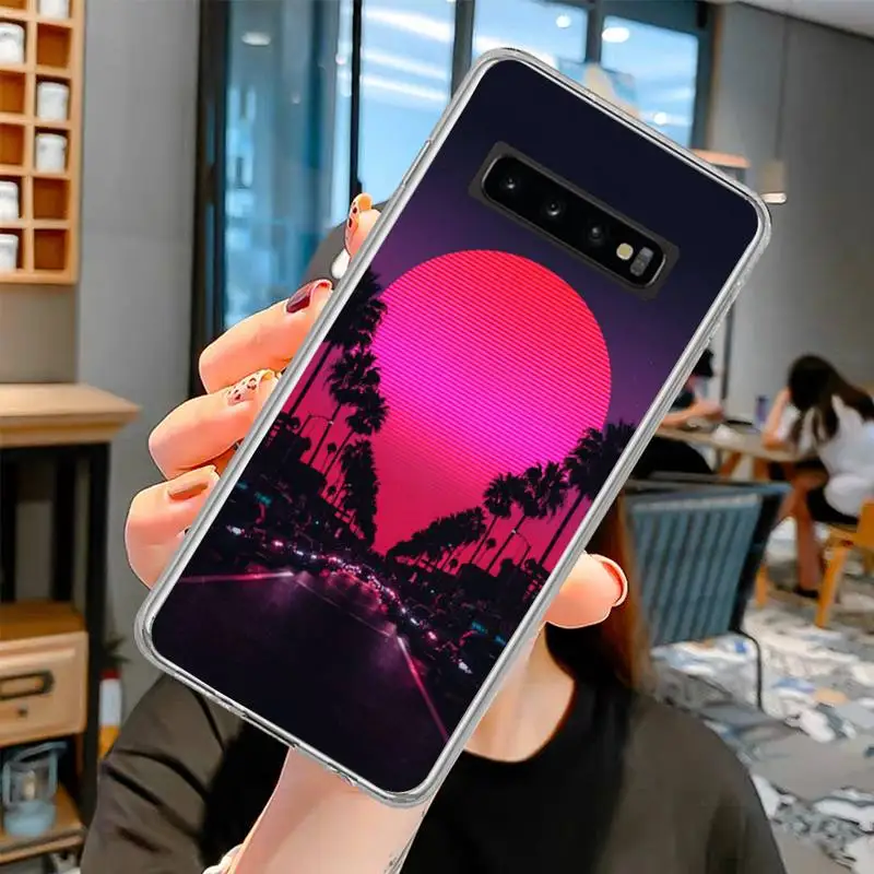 Beautiful purple scenery Phone Case transparent for Samsung S10 plus S10 E(lite) S6 S7 edge S8 S9 Plus Brand