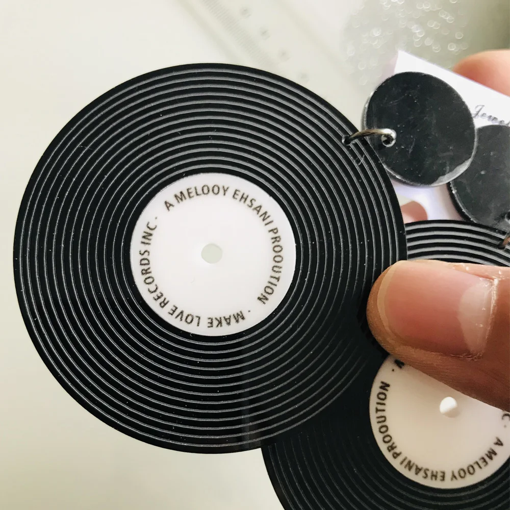 Женские виниловые серьги-подвески с виниловыми пластинками крутые большие