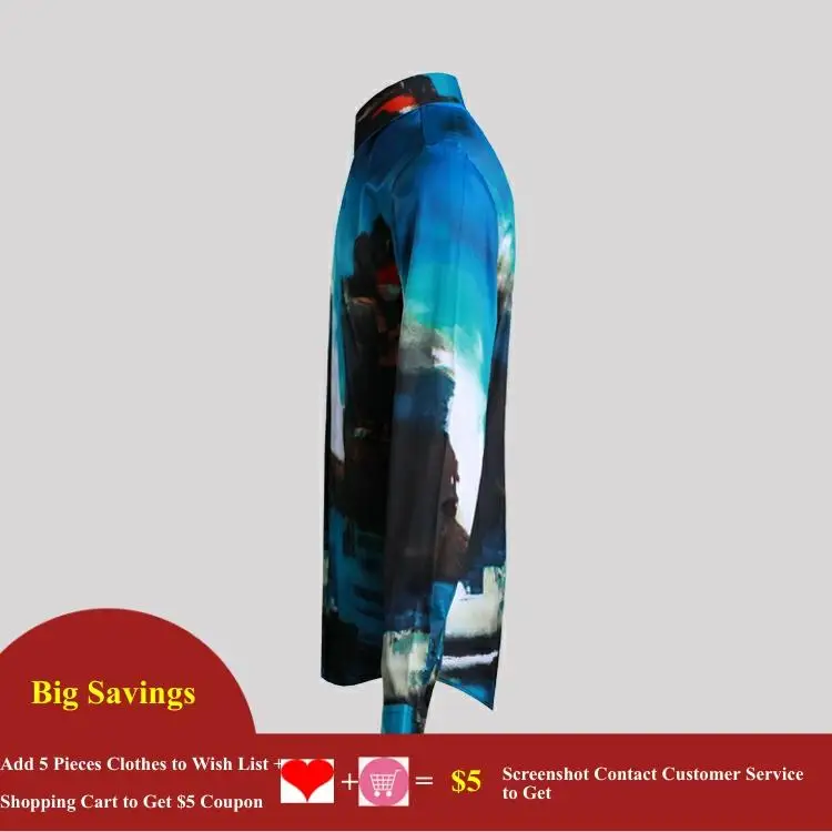 3D Drawing Print Men Shirt Plus Size Long-sleeved Casual Hawaiian Shirts Slim Fit Gentlemen Streetwear Prom Club | Мужская одежда