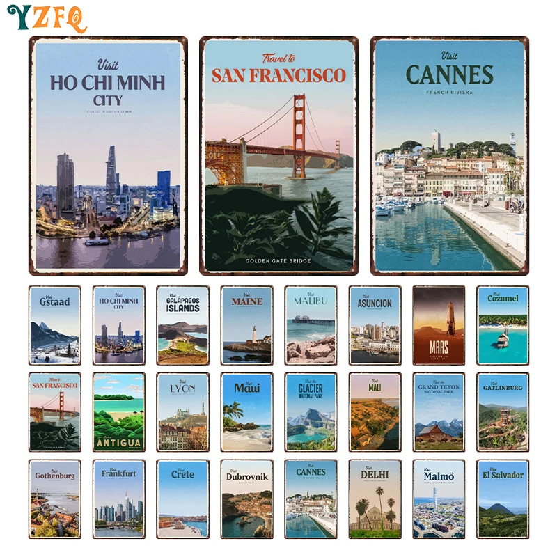 Винтажные городские постеры для путешествий в Каннах, Мали, Ретро стиль, бар, кафе, гостиная, украшение для гаража, оптовая продажа Винтажные городские постеры для путешествий в Каннах, Мали, Ретро стиль, бар, кафе, гостиная, украшение для гаража, оптовая продажа
