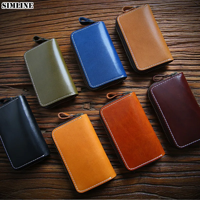 

Кошелек для ключей из натуральной кожи, ручной работы, с держателем для карт