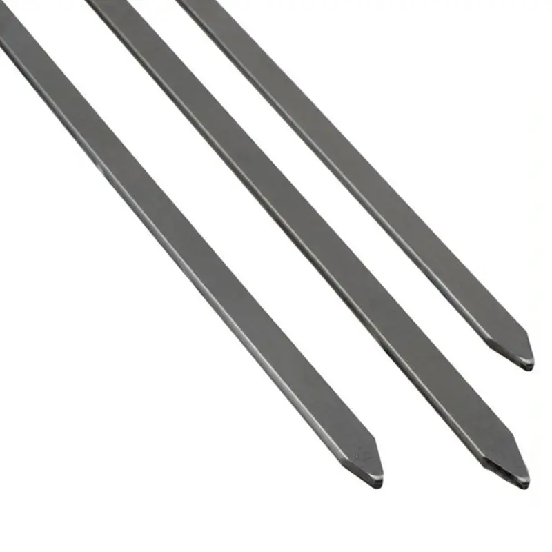 

6pcs Reusable Stainless Steel BBQ Barbecue Skewers Needle Flat Stick for Camping
