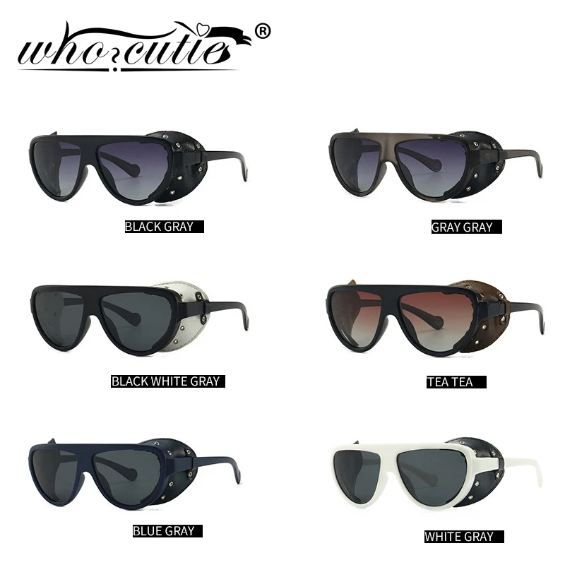 WHO CUTIE 2020 Vintage Steampunk Polarized Sunglasses Women Men Brand Design Cat Eye Stylish Sun Glasses Shades Male Female S140 |
