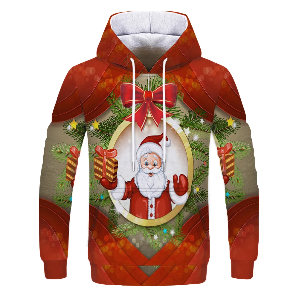 

3 to 14 years kids 3D Merry Christmas Hoodie boy/girls Funny Hoodie Kids Fashion Long Sleeve Pullover Hip Hop Santa Claus tops