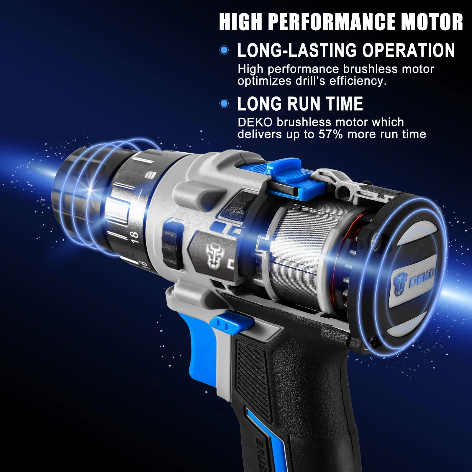 DEKO 20 с бесщеточным двигателем дрель 42N.M электрическая отвертка, 18 ...