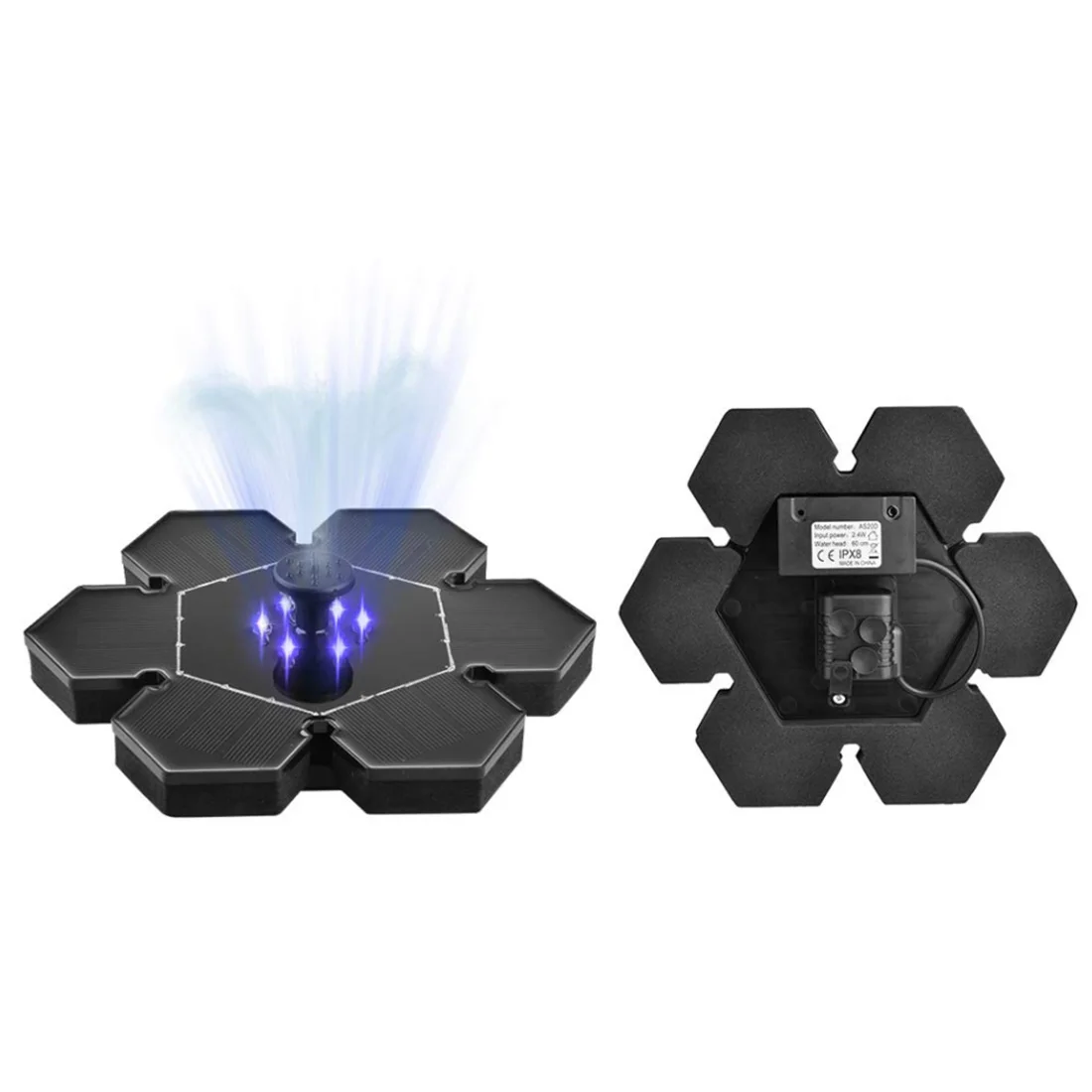 Улучшенный солнечный фонтан насос с светодиодный светильник погружной для сада