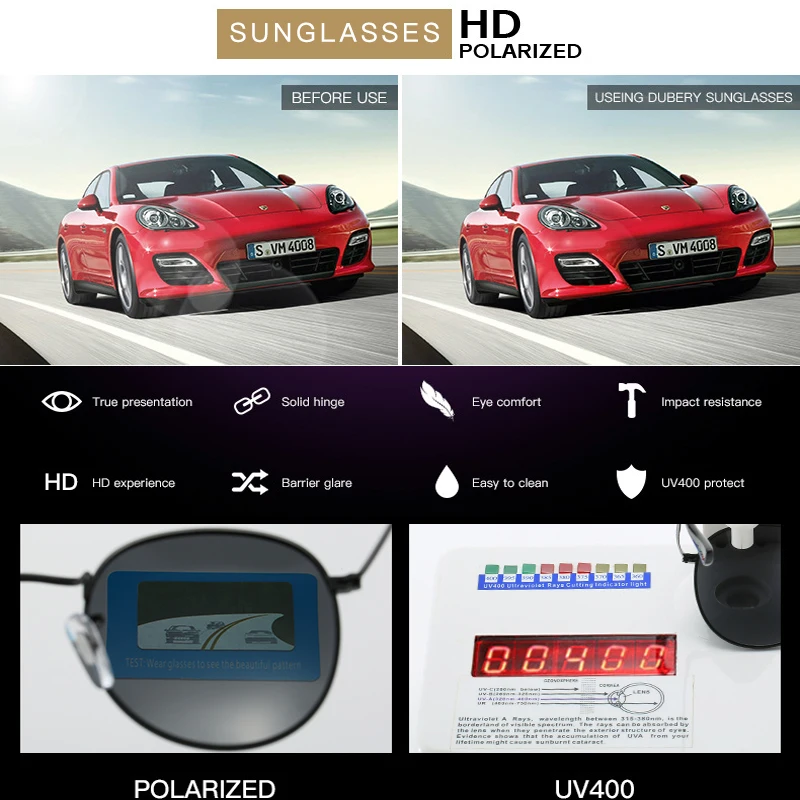 

Classic Vintage Round Polarized Sunglasses Men Brand Designer Polaroid Sun Glasses Women Metal Frame Black Lens Eyewear Driving