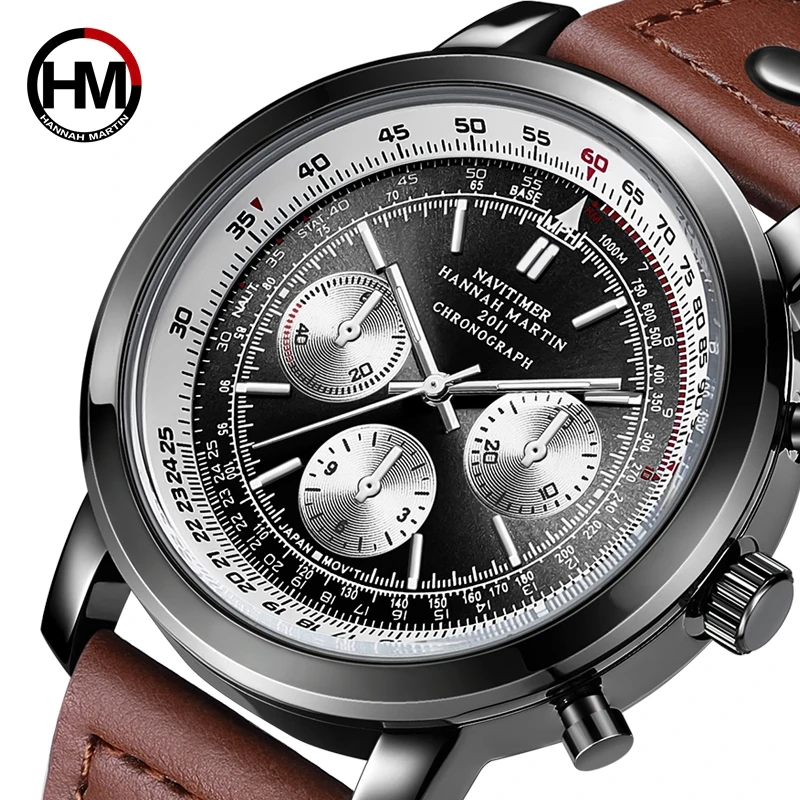 

Japan Movement Waterproof Men Top Brand Luxury Men's Leather Sports Military Army Quartz Nylon Pilot Watches Relogio Masculino